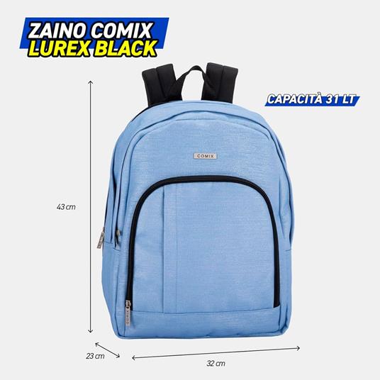 Zaino Scuola per Bambini e Ragazzi, Tasca Frontale, Spallacci Regolabili, azzurro Comix - 32x43Hx23 cm - 3
