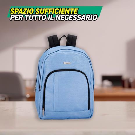 Zaino Scuola per Bambini e Ragazzi, Tasca Frontale, Spallacci Regolabili, azzurro Comix - 32x43Hx23 cm - 4