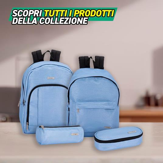 Zaino Scuola per Bambini e Ragazzi, Tasca Frontale, Spallacci Regolabili, azzurro Comix - 32x43Hx23 cm - 5