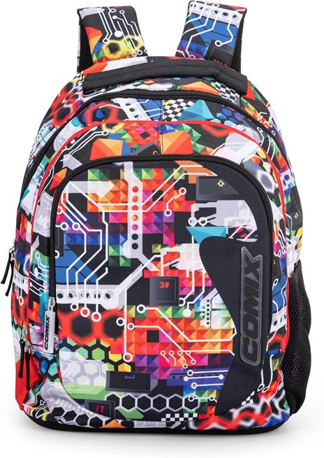 Zaino Scuola per Bambini e Ragazzi, Tasca Frontale, Chiusura a Zip e Spallacci Regolabili Comix Wave - 32x43Hx23 cm - 5