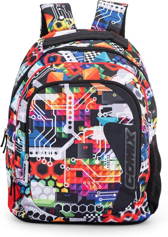 Zaino Scuola per Bambini e Ragazzi, Tasca Frontale, Chiusura a Zip e Spallacci Regolabili Comix Wave - 32x43Hx23 cm - 5