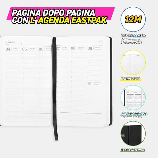 Agenda 12 mesi 2026 Settimanale Midi Eastpak Nero - 5