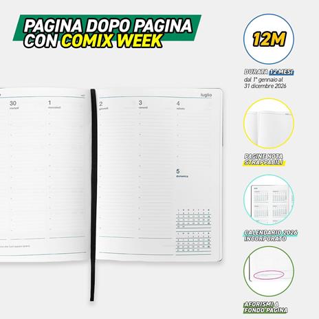 Agenda Comix Da Tavolo 12 mesi 2026 Settimanale verticale black - 5