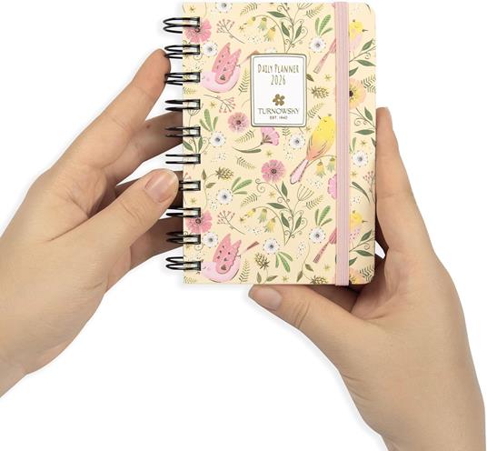 Agenda Giornaliera 12 mesi 2026 Turnowsky Spiralata 9x13 cm Uccellini - 2