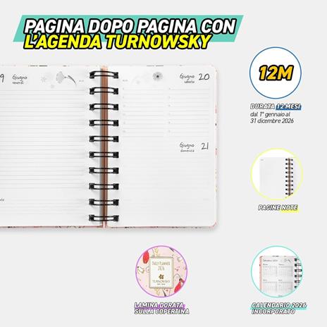 Agenda Giornaliera 12 mesi 2026 Turnowsky Spiralata 9x13 cm Tulipani - 5