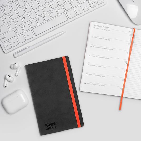 Agenda 12 mesi 2026 Settimanale Large Kaos Nero & orange - 6