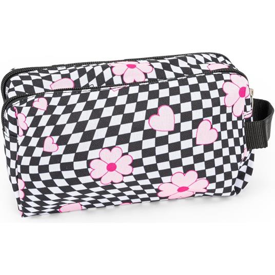 Astuccio 2 Zip Comix Allover Flower Check