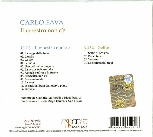 Il maestro non c'è - CD Audio di Carlo Fava - 2