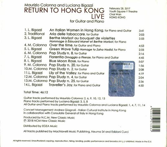 Return to Hong Kong. Live - CD Audio di Maurizio Colonna,Luciana Bigazzi - 2
