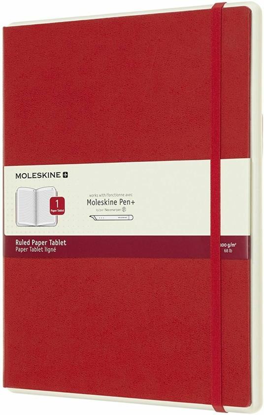 Taccuino Paper Tablet P+ Moleskine a righe extra large copertina rigida. Rosso