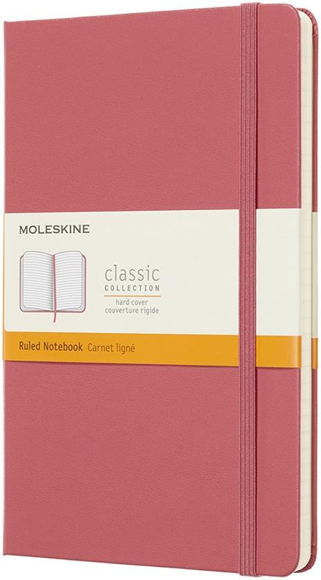 Taccuino Moleskine large a righe copertina rigida rosa. Daisy Pink