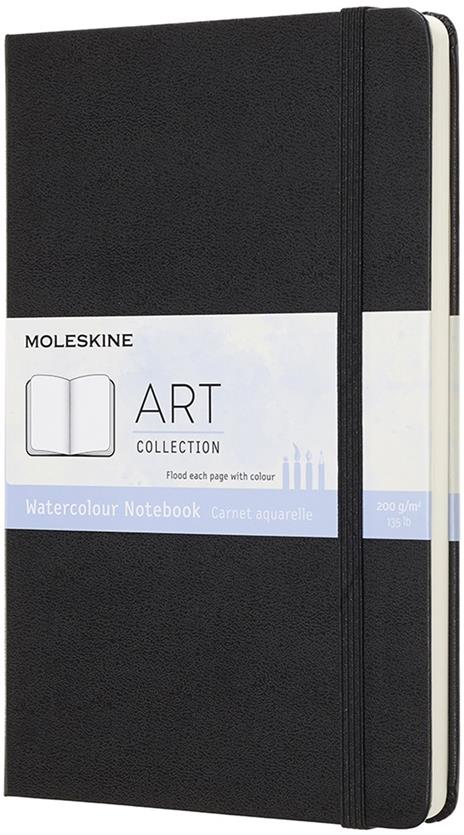 Taccuino per acquerelli Art Watercolor Notebook Moleskine large copertina rigida nero. Black