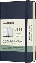 Weekly Notebook. Agenda-taccuino settimanale 2018-2019, 18 mesi, Moleskine pocket copertina rigida. Blu