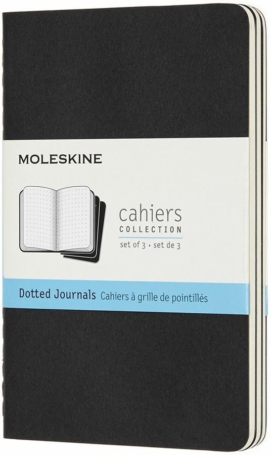 Quaderno Cahier Journal Moleskine pocket puntinato nero. Black. Set da 3