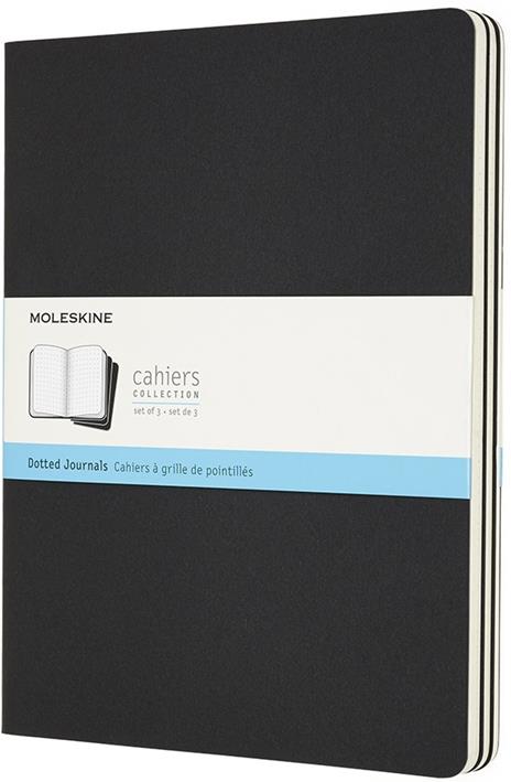 Quaderno Cahier Journal Moleskine XL puntinato nero. Black. Set da 3