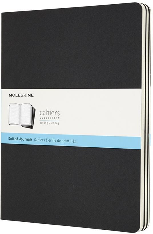 Set da 3 Quaderni Cahier Moleskine XL a pagine bianche - nero