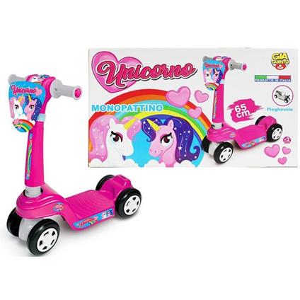 Monopattino Junior 4 Ruote Pieghevole In Plastica Unicorno Gvc0004