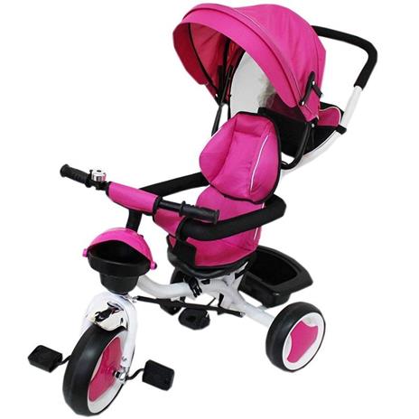 Triciclo Con Manico Tricygo 2 In 1 Rosa Reversibile, Trasformabile In Passeggino, In Metallo
