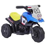 Moto Elettrica Per Bambini 3 Ruote Blu 6V Con Retromarcia E Suoni 7004