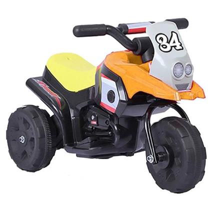 Moto Elettrica Per Bambini 3 Ruote Arancione 6V Con Retromarcia E Suoni 7005