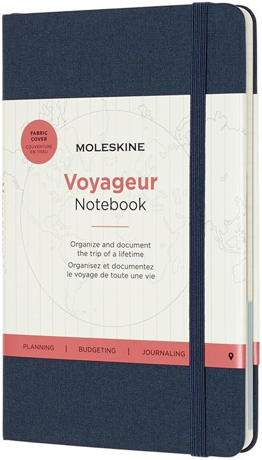 Taccuino Voyageur Travellers Moleskine medium copertina rigida blu. Ocean Blue