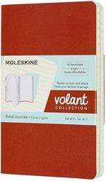 Quaderno Volant Journal Moleskine pocket a righe arancione-azzurro. Coral Orange-Aquamerine Blue. Set da 2