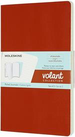 Quaderno Volant Journal Moleskine large a righe arancione-azzurro. Coral Orange-Aquamerine Blue. Set da 2