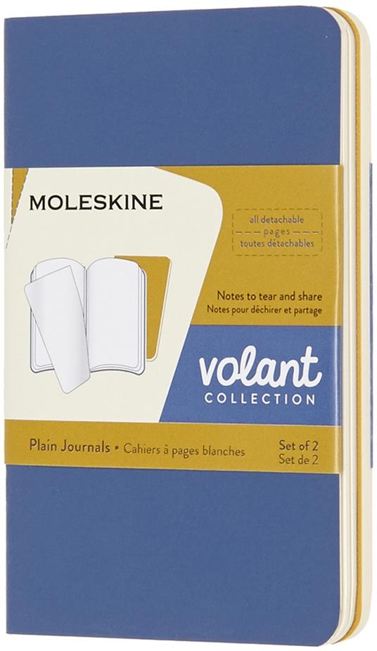 Quaderno Volant Journal Moleskine XS a pagine bianche blu-giallo. Forget Me Not Blue-Ambery Yellow. Set da 2