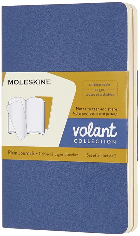 Quaderno Volant Journal Moleskine pocket a pagine bianche blu-giallo. Forget Me Not Blue-Ambery Yellow. Set da 2