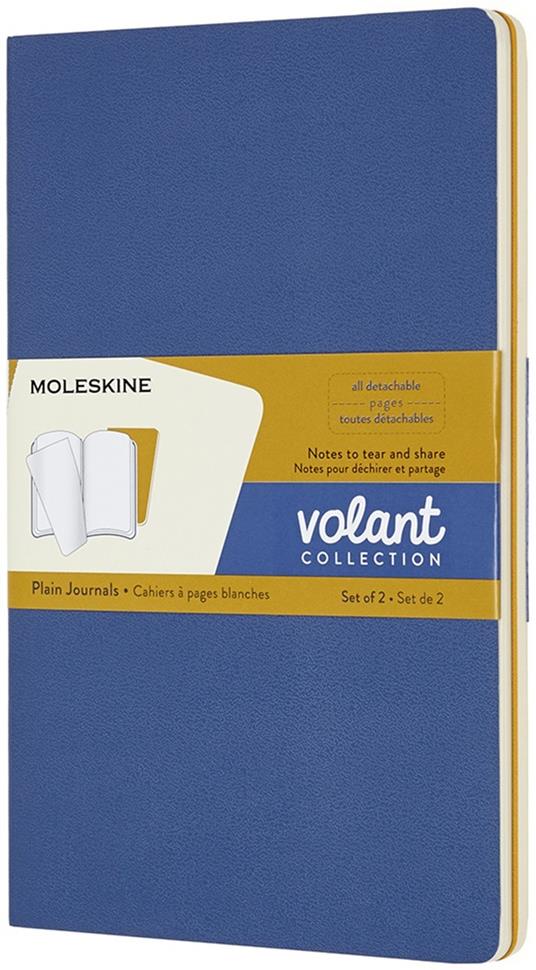 Quaderno Volant Journal Moleskine large a pagine bianche blu-giallo. Forget Me Not Blue-Ambery Yellow. Set da 2