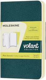 Quaderno Volant Journal Moleskine XS a pagine bianche verde-giallo. Pine Green-Lemony Yellow. Set da 2