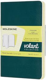 Quaderno Volant Journal Moleskine pocket a righe verde-giallo. Pine Green-Lemony Yellow. Set da 2