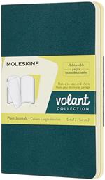 Quaderno Volant Journal Moleskine pocket a pagine bianche verde-giallo. Pine Green-Lemony Yellow. Set da 2