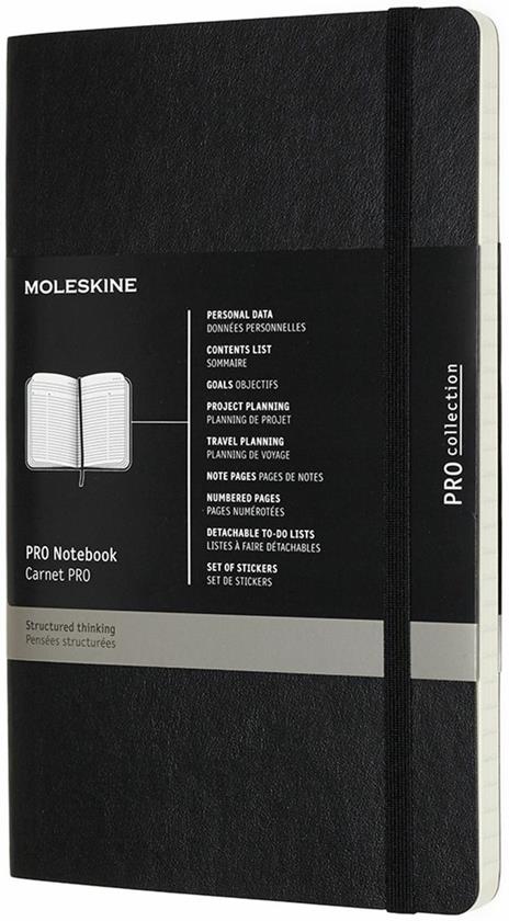 Taccuino Pro Moleskine large copertina morbida nero. Black