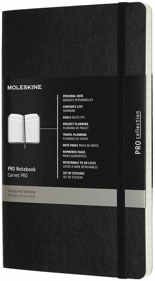Taccuino Pro Moleskine large copertina morbida nero. Black