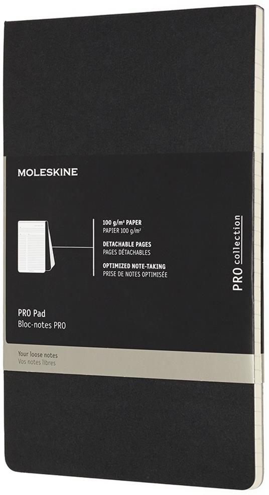 Blocco Pro Pad Moleskine large copertina morbida nero. Black