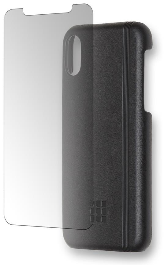 Custodia rigida e protezione schermo Moleskine Bundle Protection per iPhone X. Nero