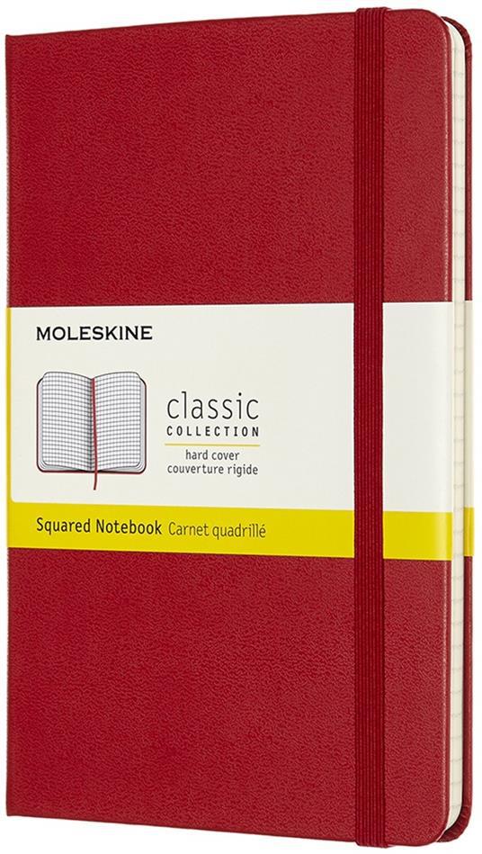 Taccuino Moleskine medium a quadretti copertina rigida rosso. Scarlet Red