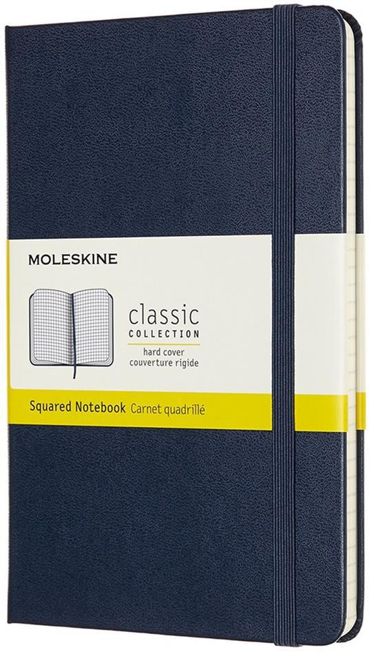 Taccuino Moleskine medium a quadretti copertina rigida blu. Sapphire Blue