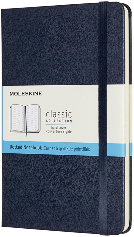 Taccuino Moleskine medium puntinato copertina rigida blu. Sapphire Blue