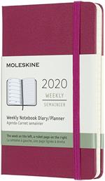 Weekly Notebook Agenda-Taccuino settimanale 2020, 12 mesi, Moleskine pocket copertina rigida rosa. Snappy Pink