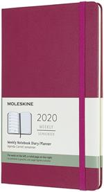 Weekly Notebook Agenda-Taccuino settimanale 2020, 12 mesi, Moleskine large copertina rigida rosa. Snappy Pink