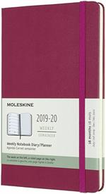 Weekly Notebook Agenda-Taccuino settimanale 2019-2020, 18 mesi, Moleskine large copertina rigida rosa. Snappy Pink