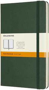 Cartoleria Taccuino Moleskine large a righe copertina rigida verde. Myrtle Green Moleskine