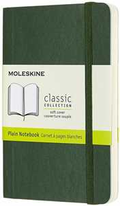 Cartoleria Taccuino Moleskine pocket a pagine bianche copertina morbida verde. Myrtle Green Moleskine