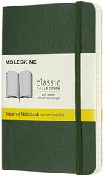 Taccuino Moleskine pocket a quadretti copertina morbida verde. Myrtle Green