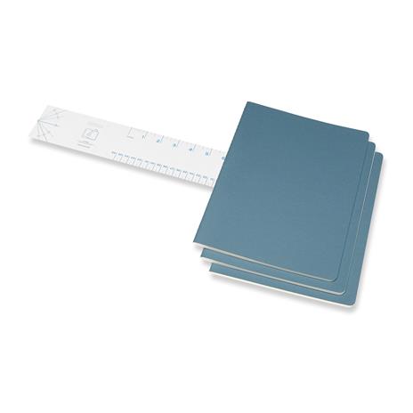 Quaderno Cahier Journal Moleskine XL a righe azzurro. Brisk Blue. Set da 3 - 3