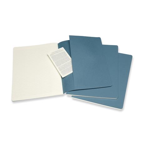 Quaderno Cahier Journal Moleskine XL a righe azzurro. Brisk Blue. Set da 3 - 4