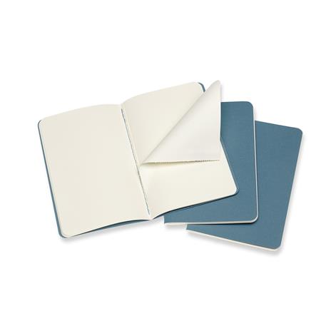 Quaderno Cahier Journal Moleskine pocket a pagine bianche azzurro. Brisk Blue. Set da 3 - 2