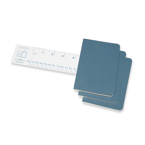 Quaderno Cahier Journal Moleskine pocket a pagine bianche azzurro. Brisk Blue. Set da 3 - 3